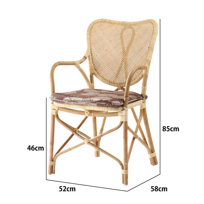 軽量 ラタンチェア 座面高46cm ダイニングチェア アリビオアーム