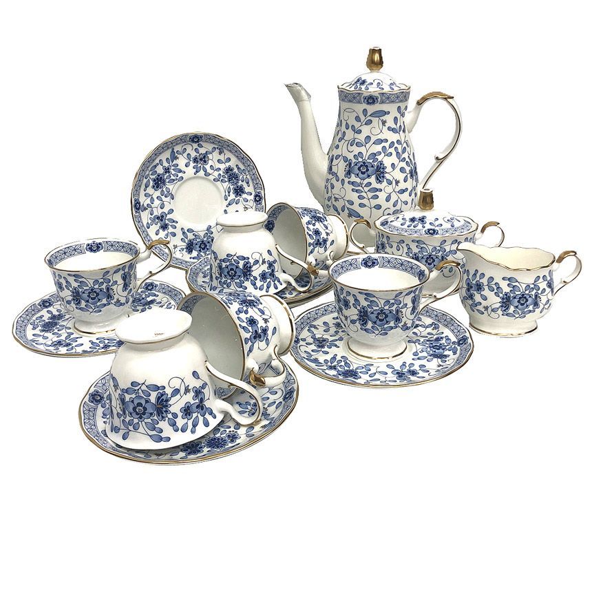 NARUMI ナルミ 鳴海製陶 ミラノ ボーンチャイナ ミラノシリーズ ティーセット コーヒーセット 6客セット シュガーポット ミルクポット ティーポット カップ＆ソーサー ヴィンテージ食器 アンティーク陶器 aq12201