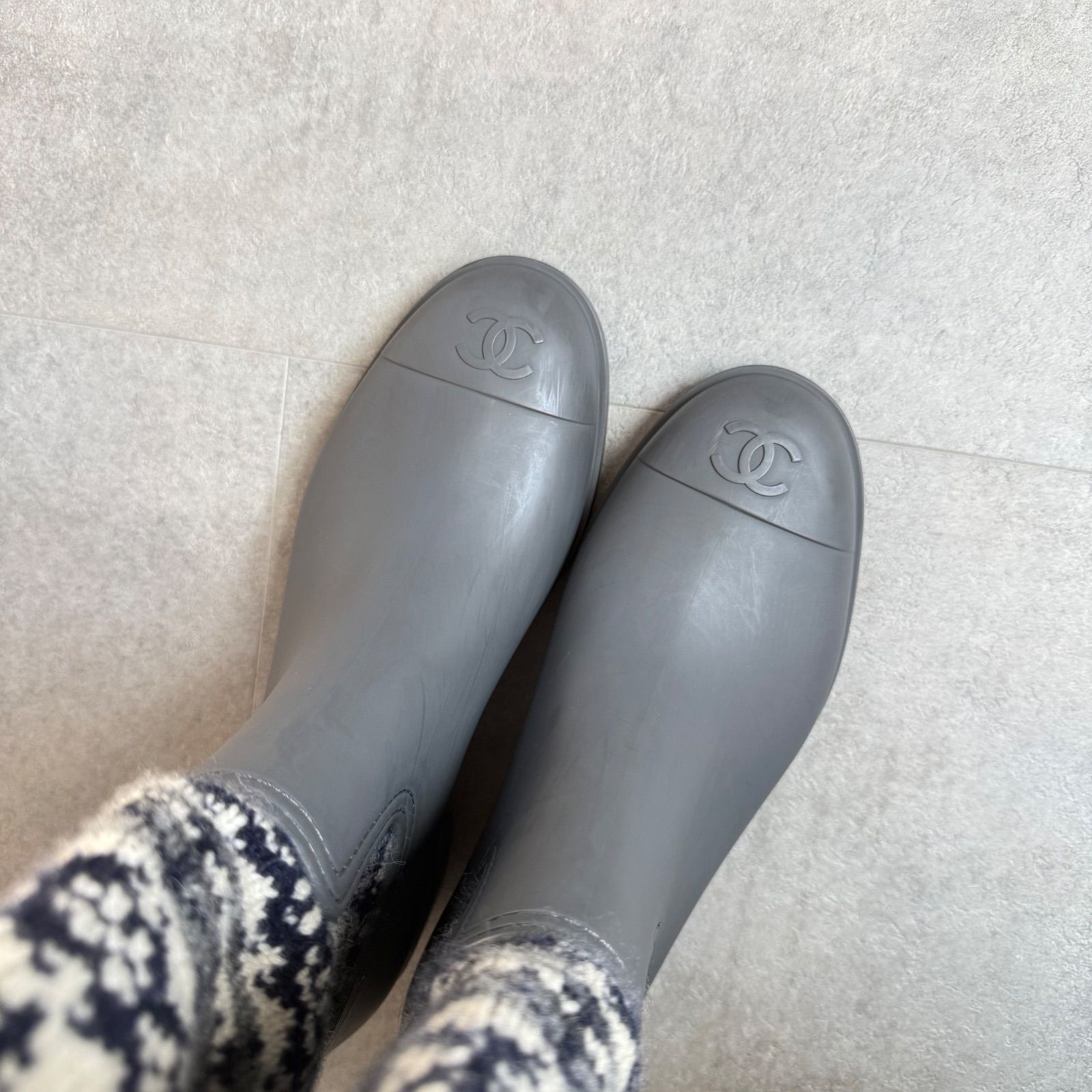 美品 希少 CHANEL シャネル ロングブーツ ニットブーツ ノルディック