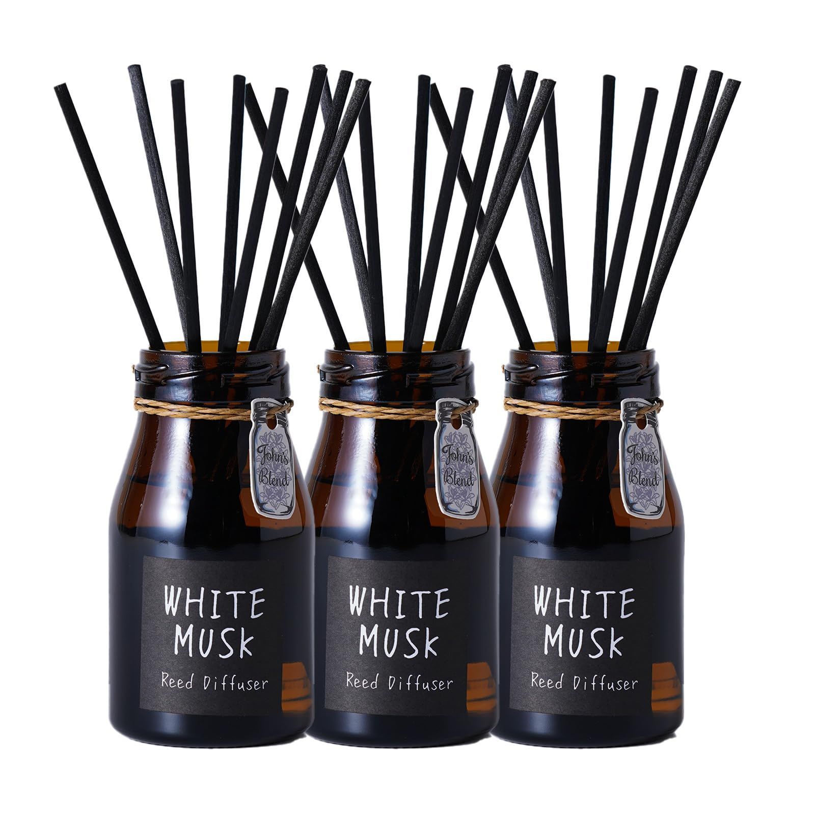 ホワイトムスク ディフューザー ジョンズブレンド 約3ヶ月分 140mL 3本セット ルームフレグランス アロマディフューザー スティック 芳香剤 部屋用
