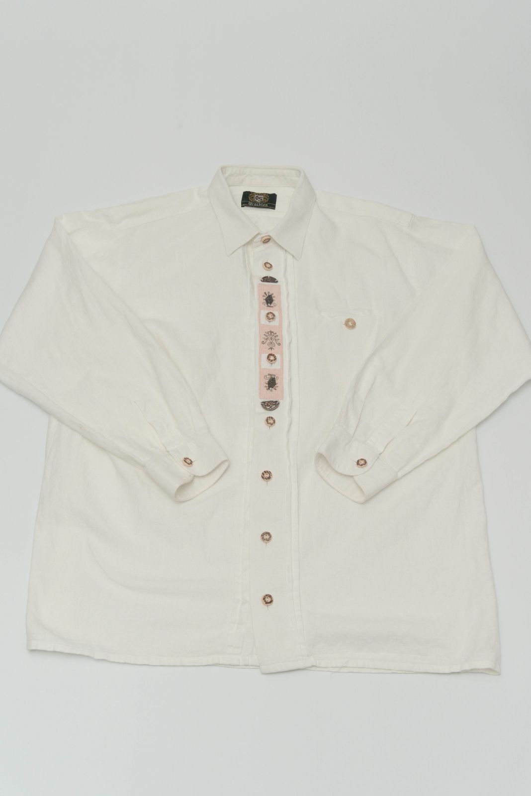 ユーロ 古着 OS Trachten メタル装飾 長袖 チロリアンシャツ チロルシャツ