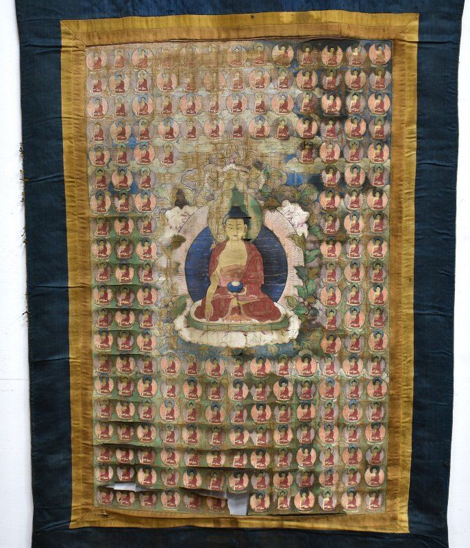 蔵A5376 古美術 チベット 曼荼羅 15世紀