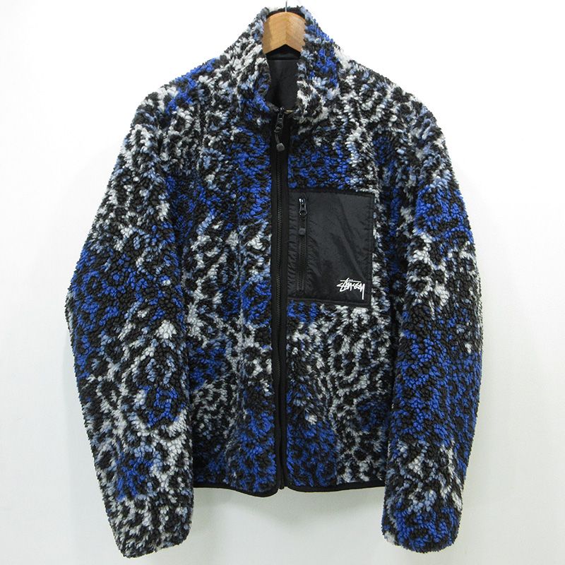 STUSSY ステューシー リバーシブル フリースジャケット SHERPA JACKET 118529 ブルー×ブラック サイズ M 95