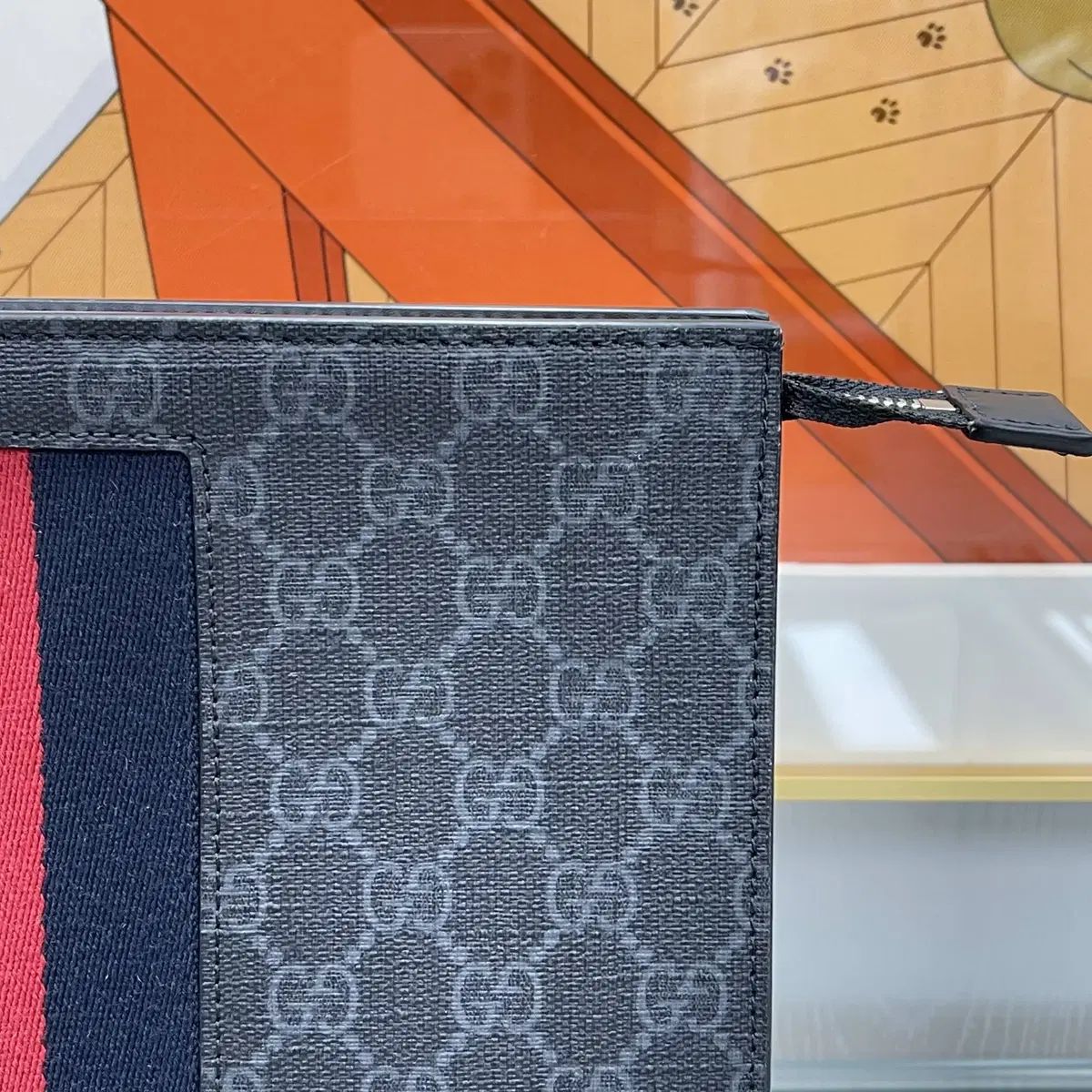 グッチ GG キャンバス Supreme クラッチバッグ 3本線 ブラック 475361