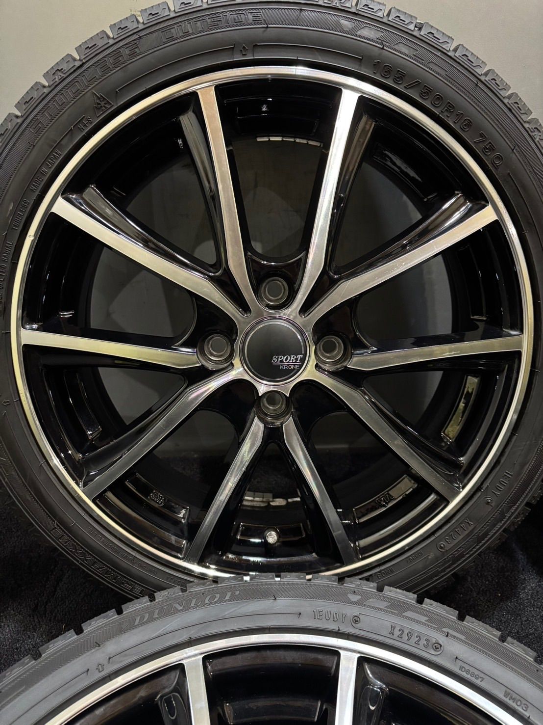 165 50 R 16 DUNLOP WINTER MAXX 03 23年製 SPORT KRONE 16インチ 5 J 45 100 4 H スタッドレス 4本 コペン N BOX スペーシア 南1 K 521