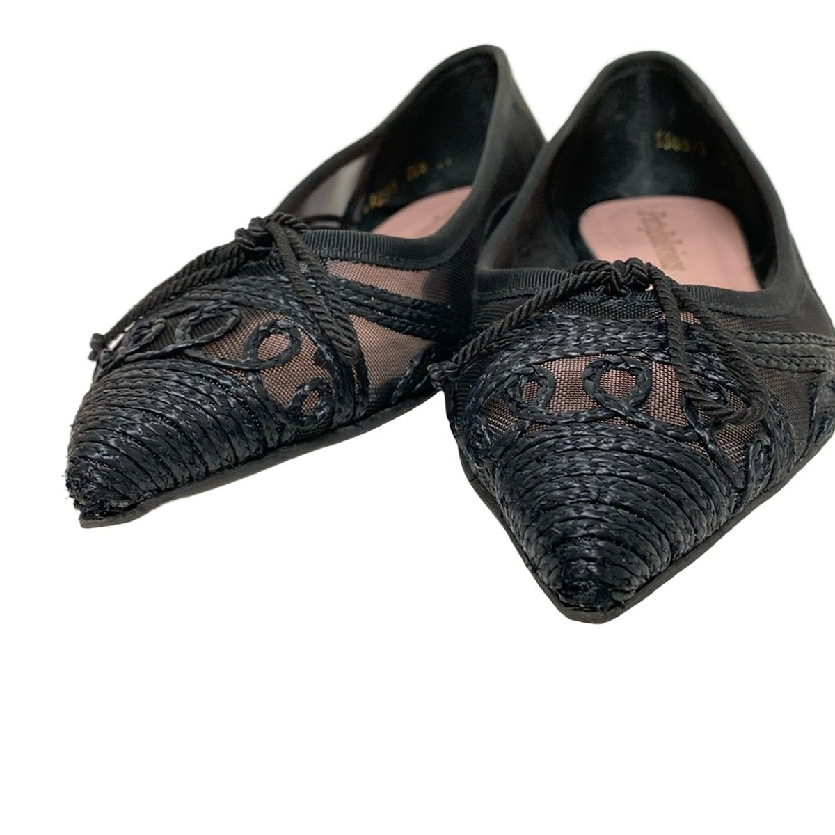  Pretty Ballerinas プリティバレリーナ フラットシューズ 37 レディース - 黒 メッシュ フラットシューズ バレエシューズ パンプス