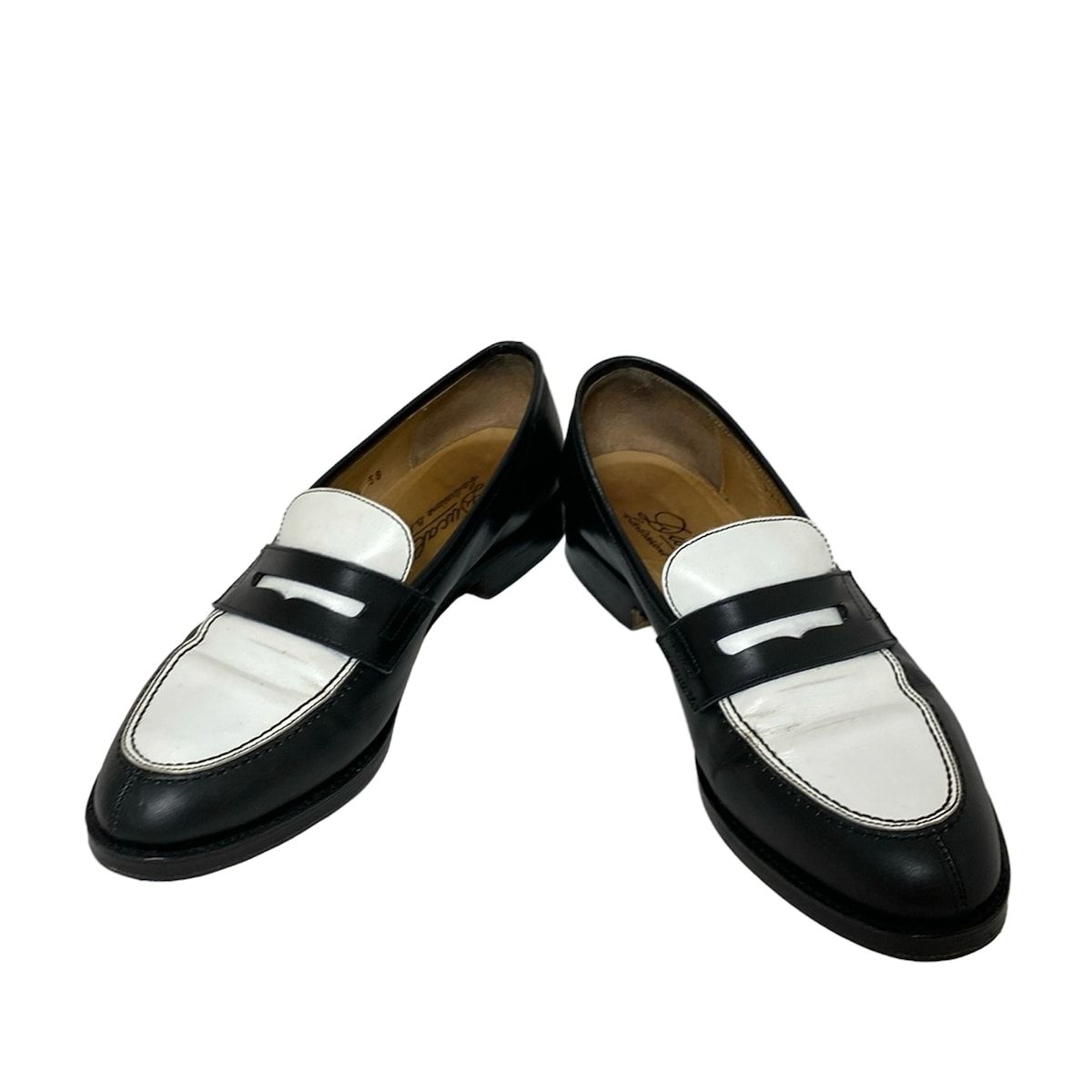 Ducal デュカル ローファー 38 レディース - 黒×白 アウトソール張替済 レザー