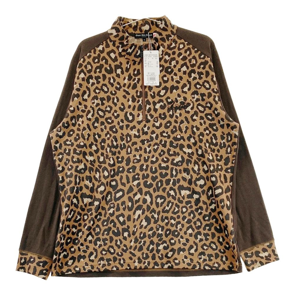 サイズ 4 DANCE WITH DRAGON ダンスウィズドラゴン 起毛切替 ハーフジップ 長袖Tシャツ レオパード柄 ブラウン系 240101514546 ゴルフウェア メンズ ストスト