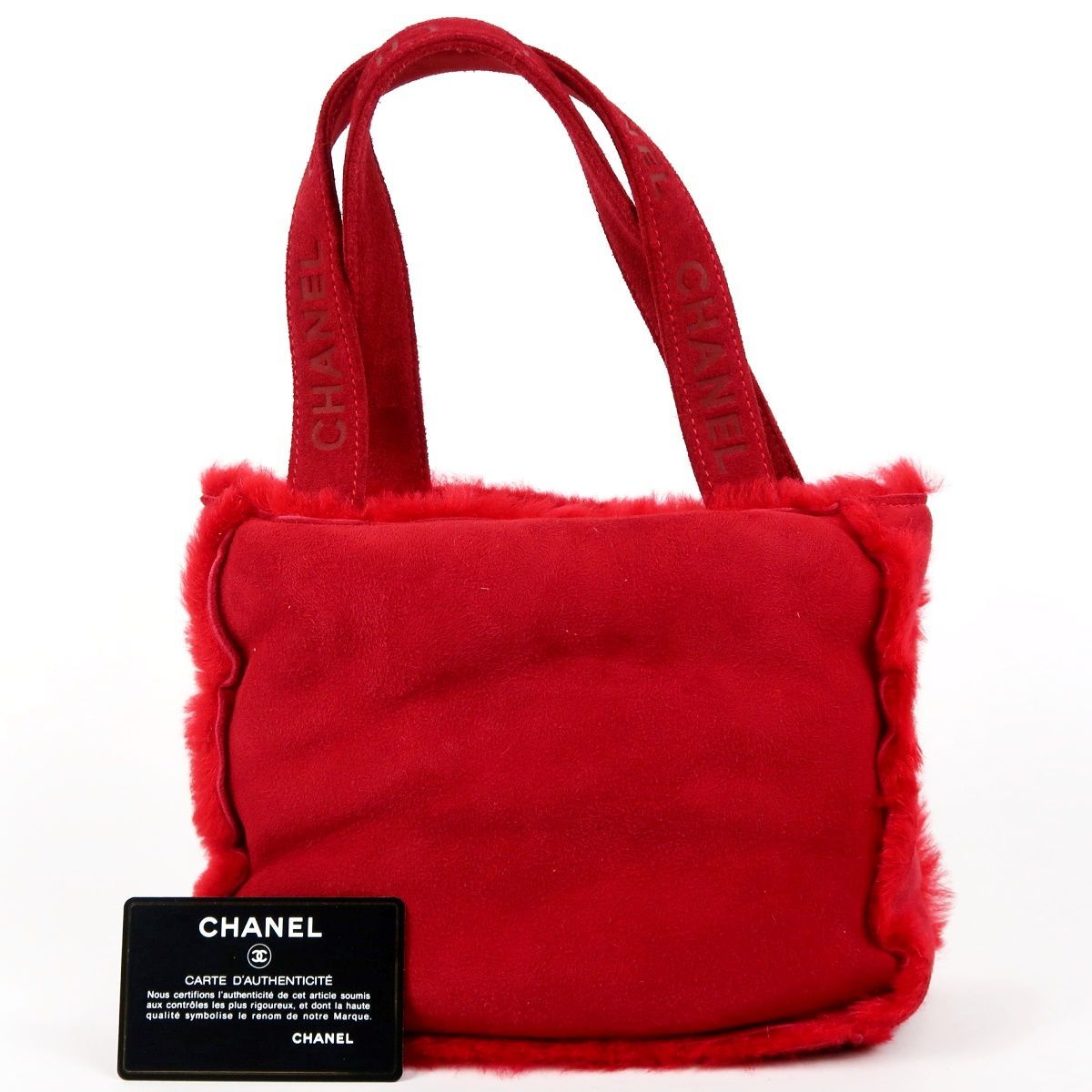 CHANEL シャネル ムートン ハンドバッグ レッド 4番台 ブランド鞄 TM29