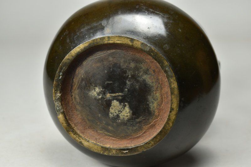 蔵A 5604 古美術 古銅尻張耳附 花生 江戸時代 アンティーク絵画 現代アート