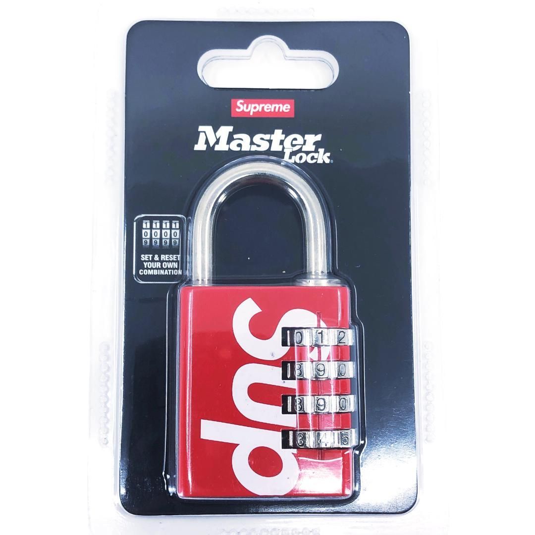 パッケージ有り SUPREME シュプリーム MASTER LOCK 南京錠 メタル レッド シルバー