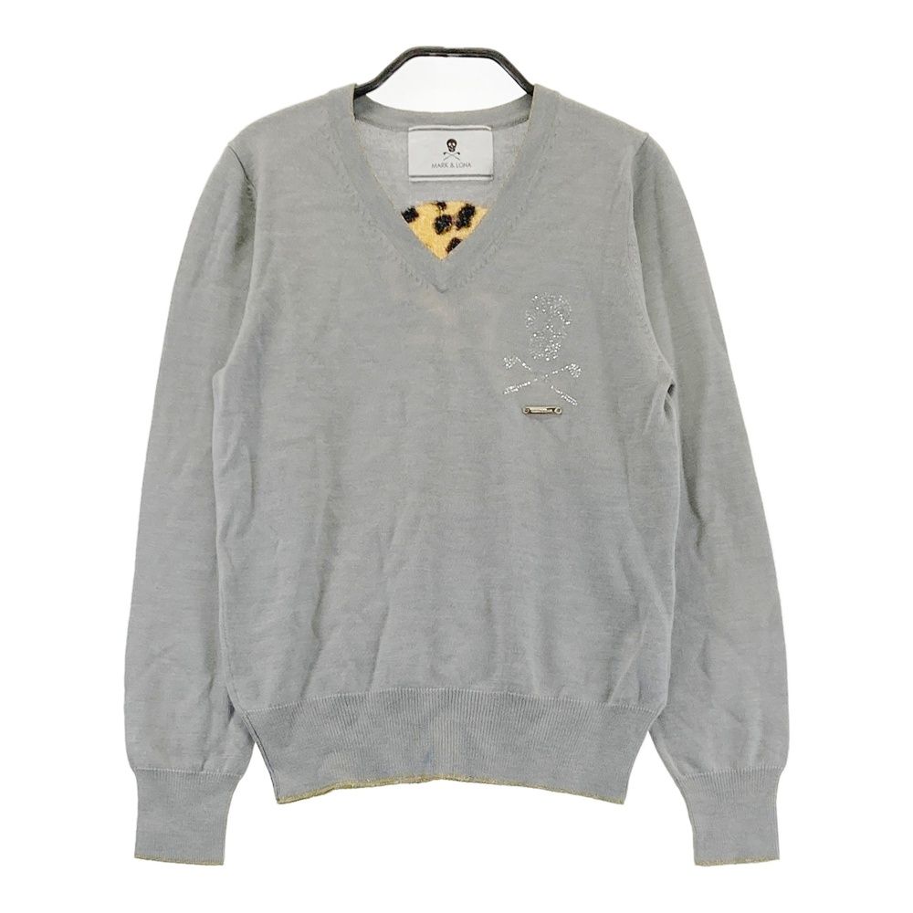 サイズ S MARK-LONA マークアンドロナ ウール混 ニットセーター スカル グレー系 240101551574 ゴルフウェア レディース ストスト