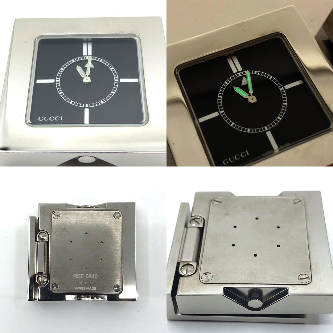美品・電池交換済・レザーケース付】GUCCI グッチ／トラベルクロック