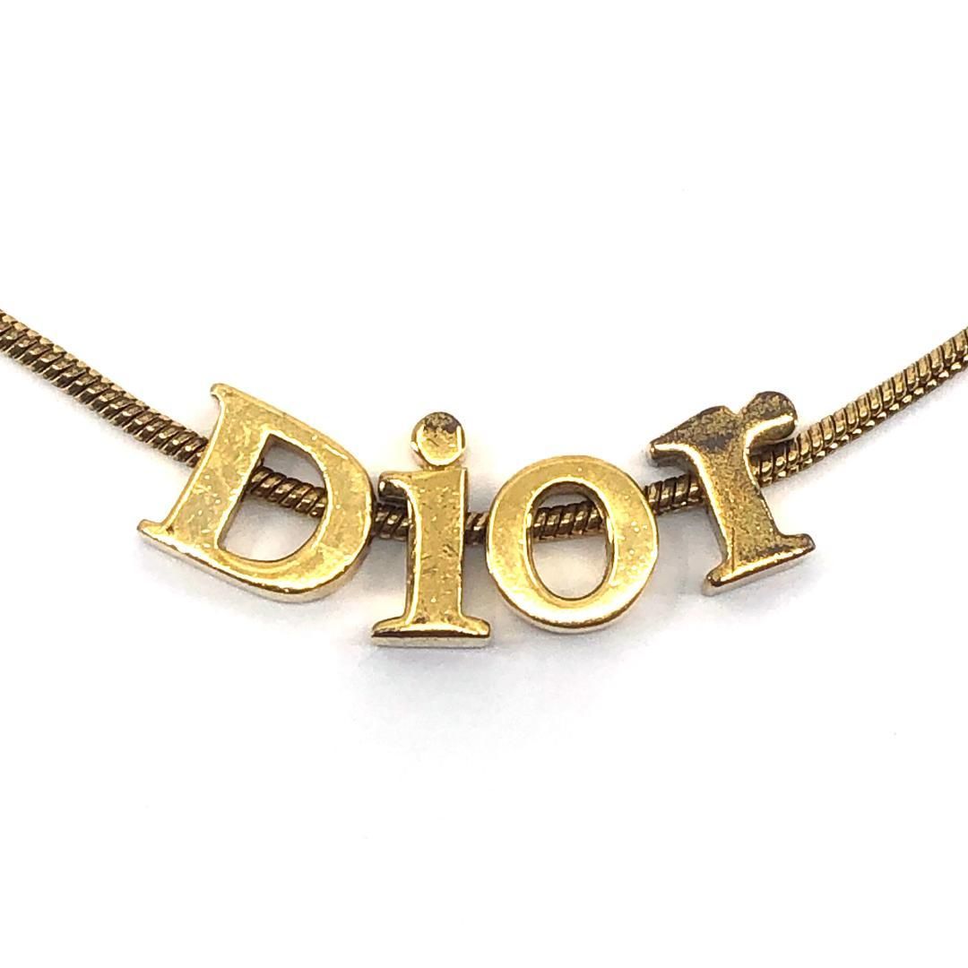 美品✨　Dior クリスチャン　ディオール　ネックレス　ロゴ　プレート　ゴールド Christian Dior クリスチャンディオール ネックレス Diorロゴプレート