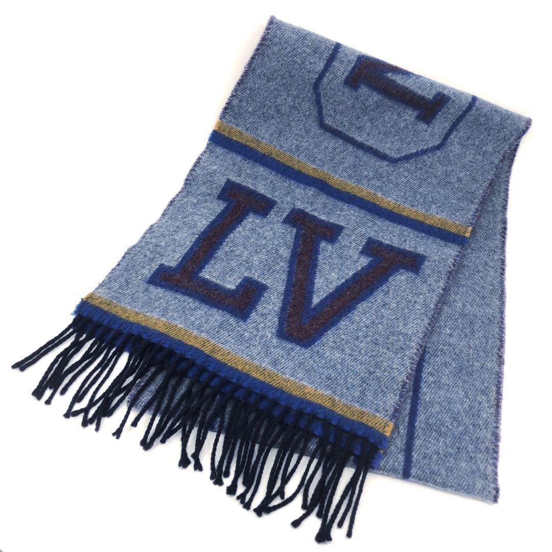 LOUIS VUITTON ルイヴィトン エシャルプ LVアスレティックス マフラー M71658 タイポグラフィ ウール カシミヤ グレー