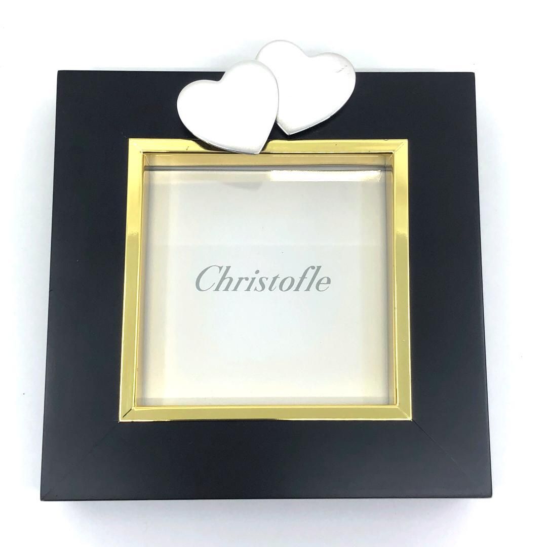 き Christofle クリストフル ダブルハート フォトフレーム 写真立て クリストフルシルバー ウッド ブラック ゴールド シルバー