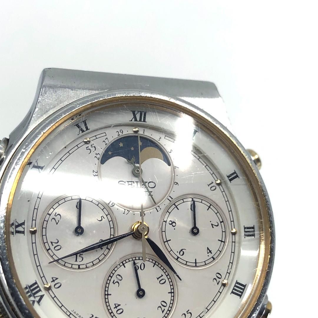 電池交換済み】SEIKO セイコー／ムーンフェイズ クロノ 7A48-7000