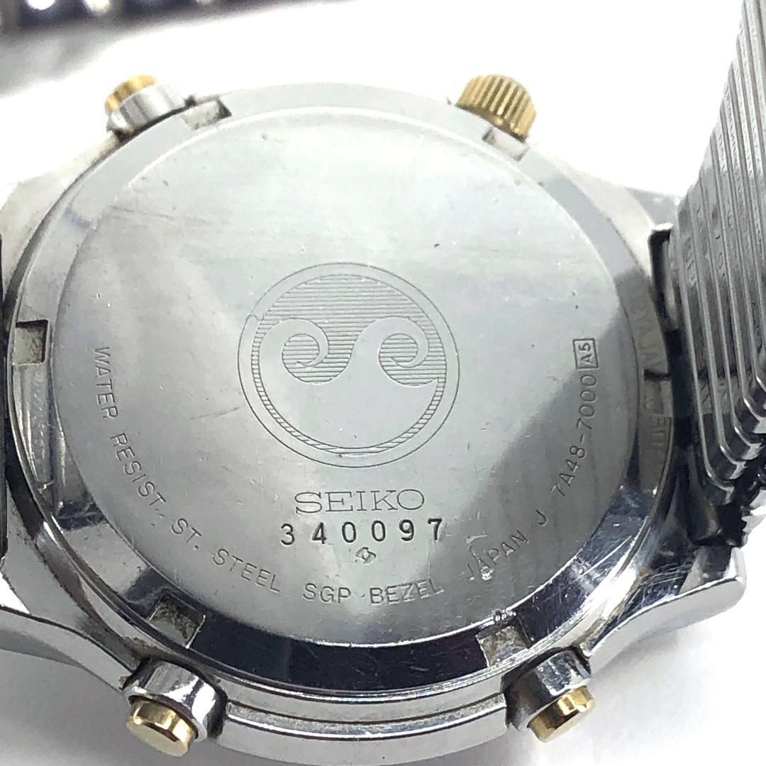 電池交換済み】SEIKO セイコー／ムーンフェイズ クロノ 7A48-7000