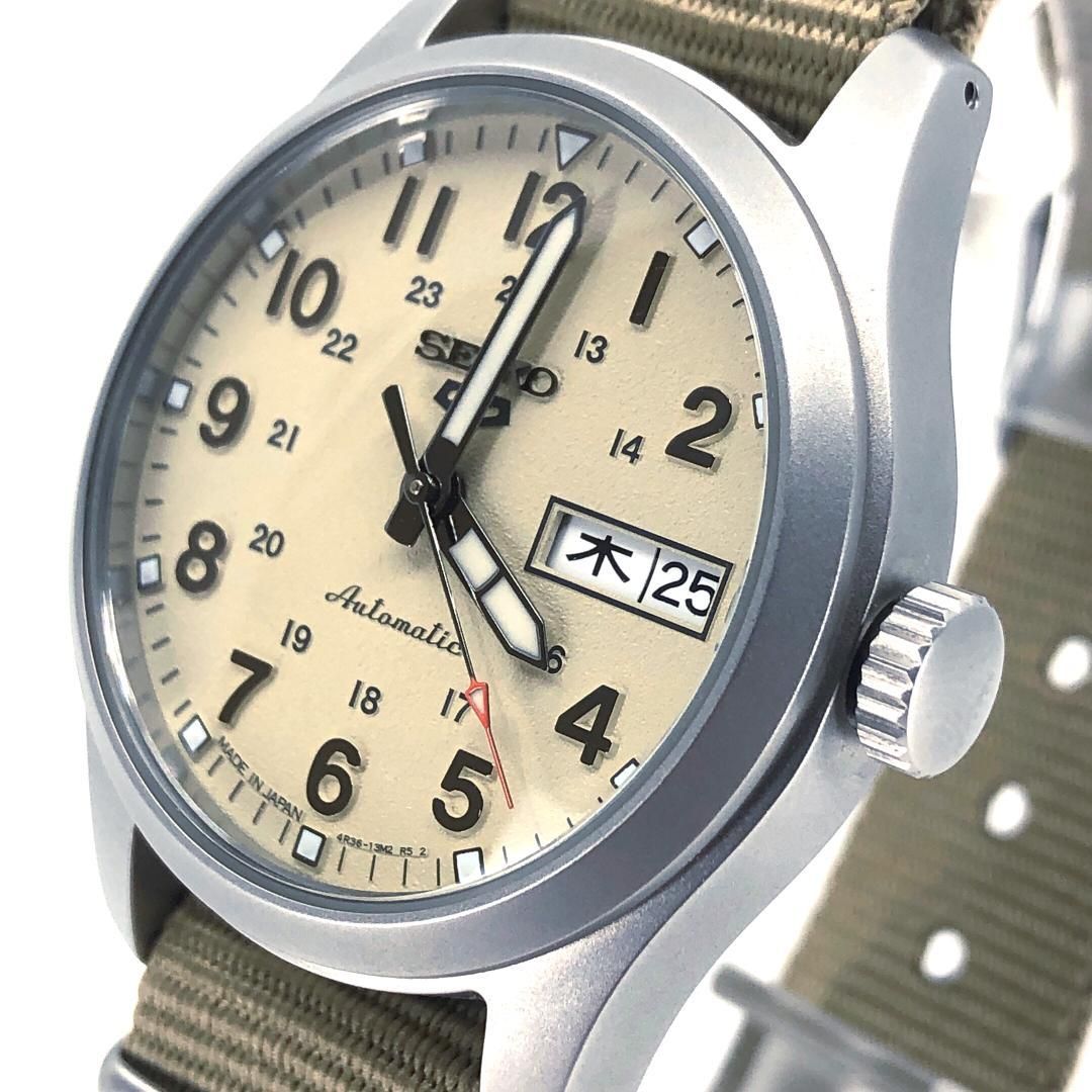 SEIKO セイコー セイコー5 4 R 36 13 P 0 自動巻き 裏スケ ステンレス キャンバス シルバー サンド カーキ