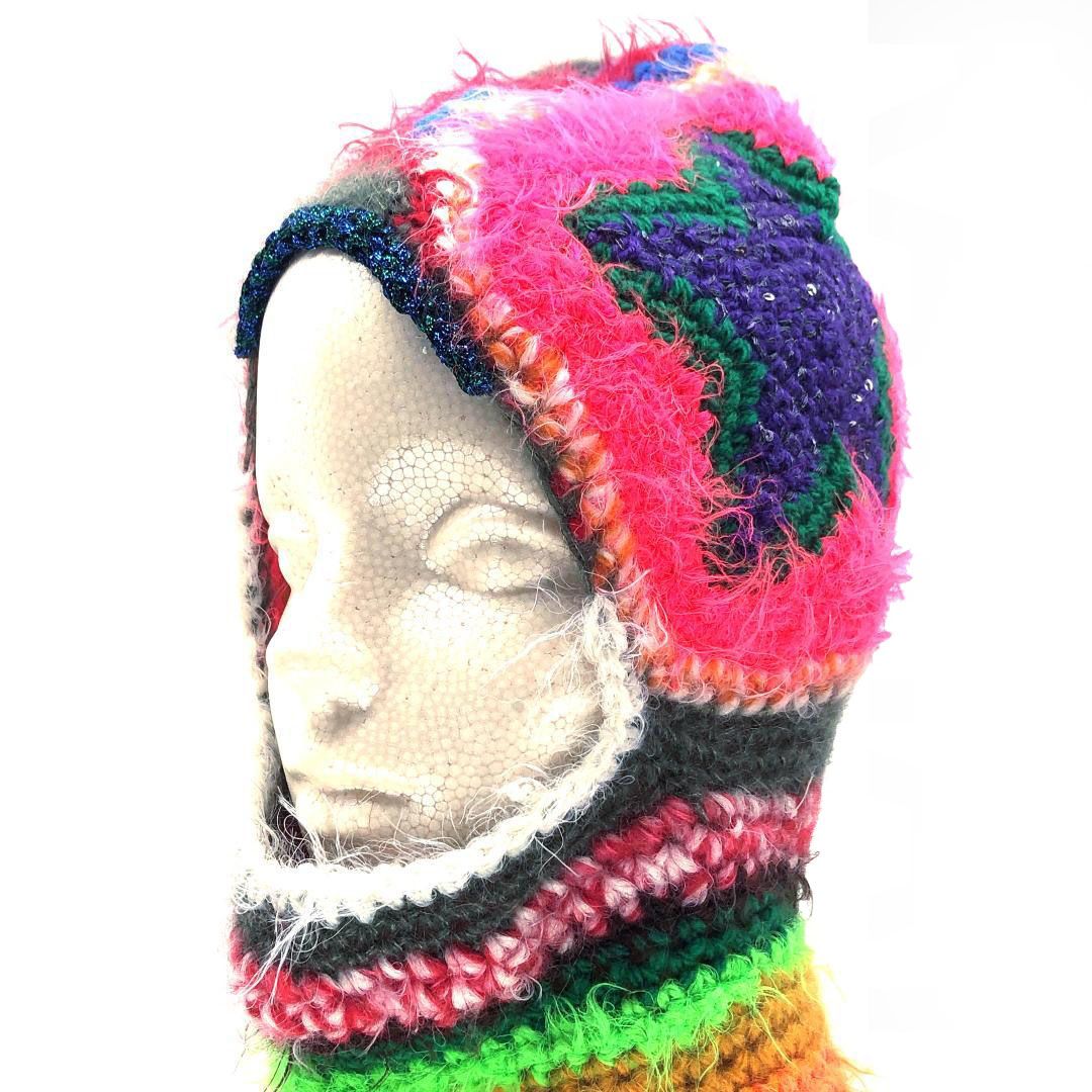 ラットハット バラクラバ マルチ スターモチーフ モヘヤ ウール スパンコール マルチ