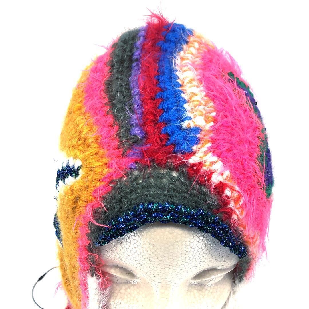 彩り豊かな ラットハット バラクラバ マルチ スターモチーフ モヘヤ ウール スパンコール マルチ 【大特価】