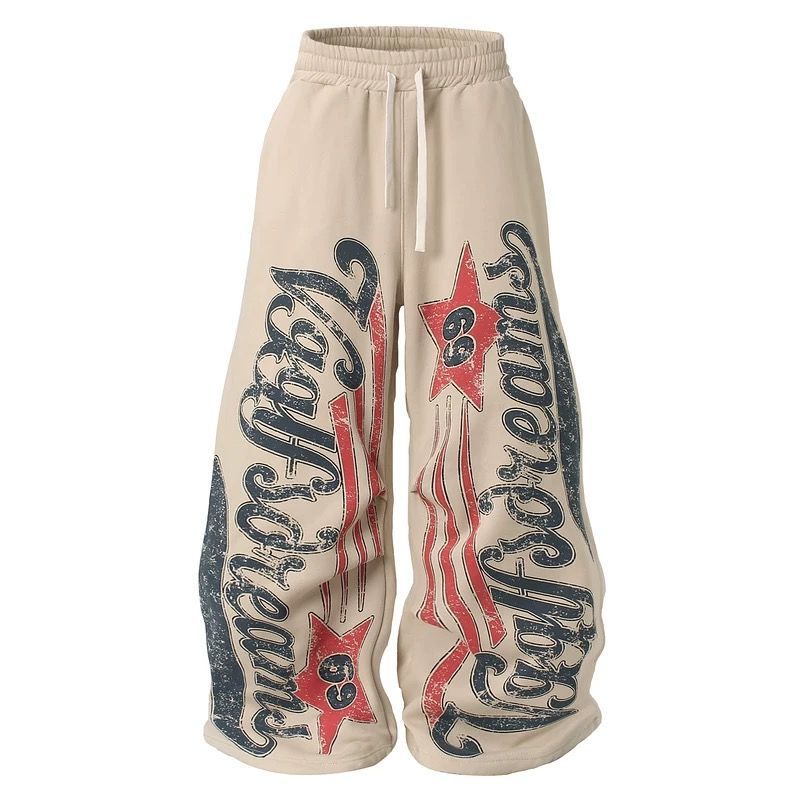 h 美式ヴィンテージ × ハイストリート 痞さ ワルかわ 漂うレタープリント 裏起毛&厚手スウェットパンツ|カップルコーデ 美式ヴィンテージ × ハイストリート 痞さ ワルかわ 漂うレタープリント 裏起毛&厚手スウェットパンツ|カップルコーデ