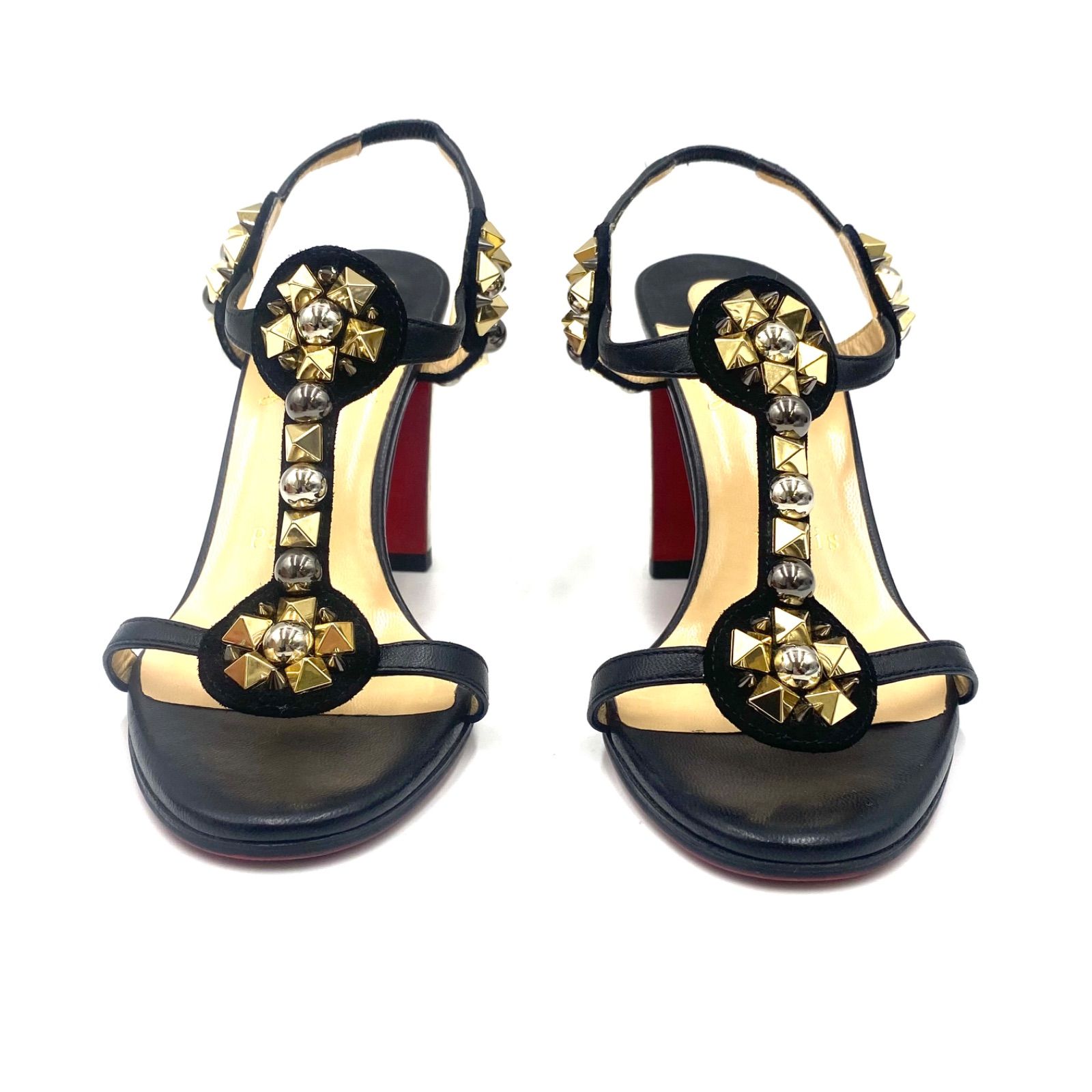 Christian Louboutin クリスチャン ルブタン ハイヒール パンプス シューズ スタッズ ブラック レッド 22.5 cm