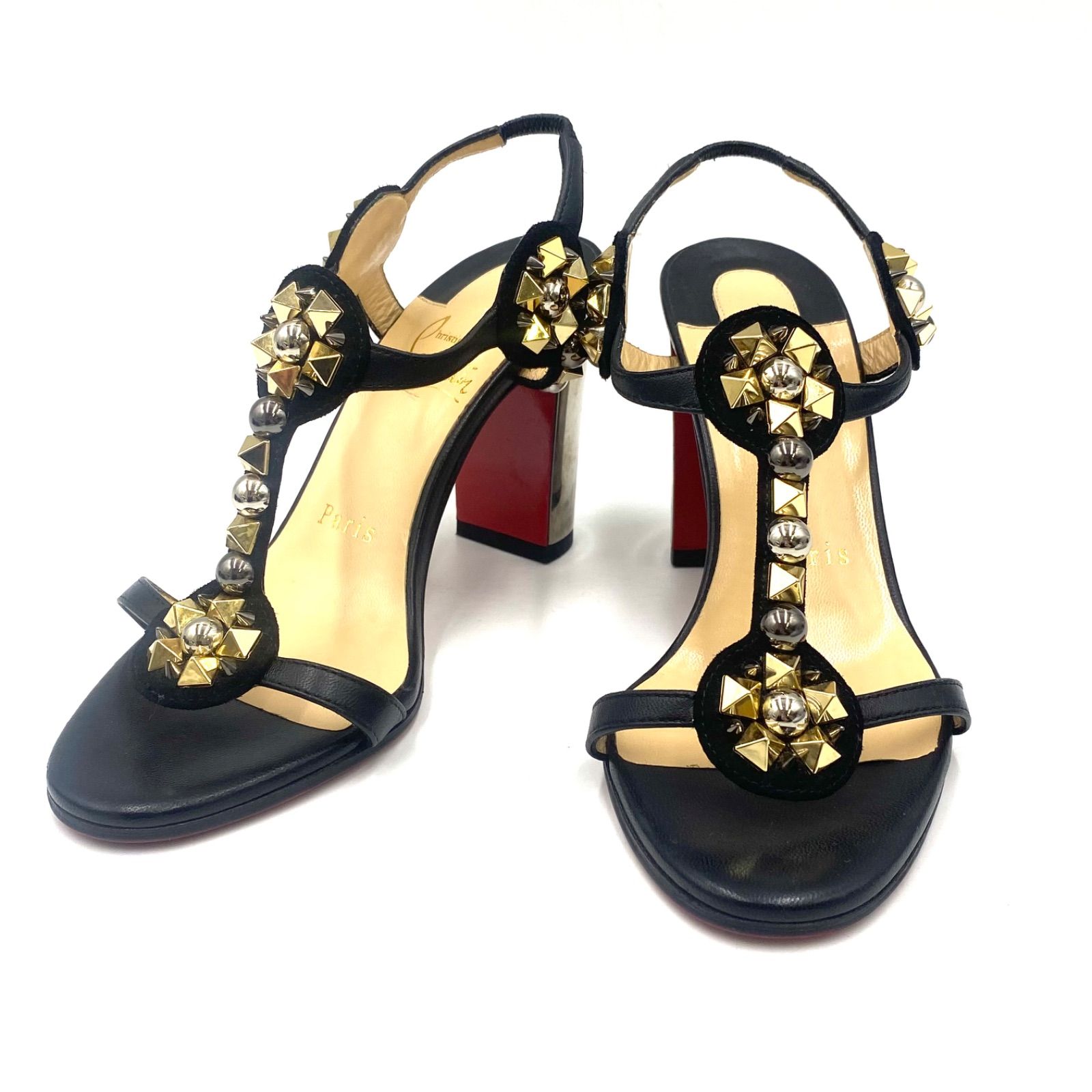 Christian Louboutin クリスチャン ルブタン ハイヒール パンプス シューズ スタッズ ブラック レッド 22.5cm 35サイズ