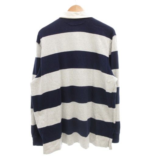 ポロ バイ ラルフローレン Polo by Ralph Lauren ラガーシャツ 長袖 LL 紺 ネイビー グレー ポニーロゴ刺繍 ボーダー GV GY44