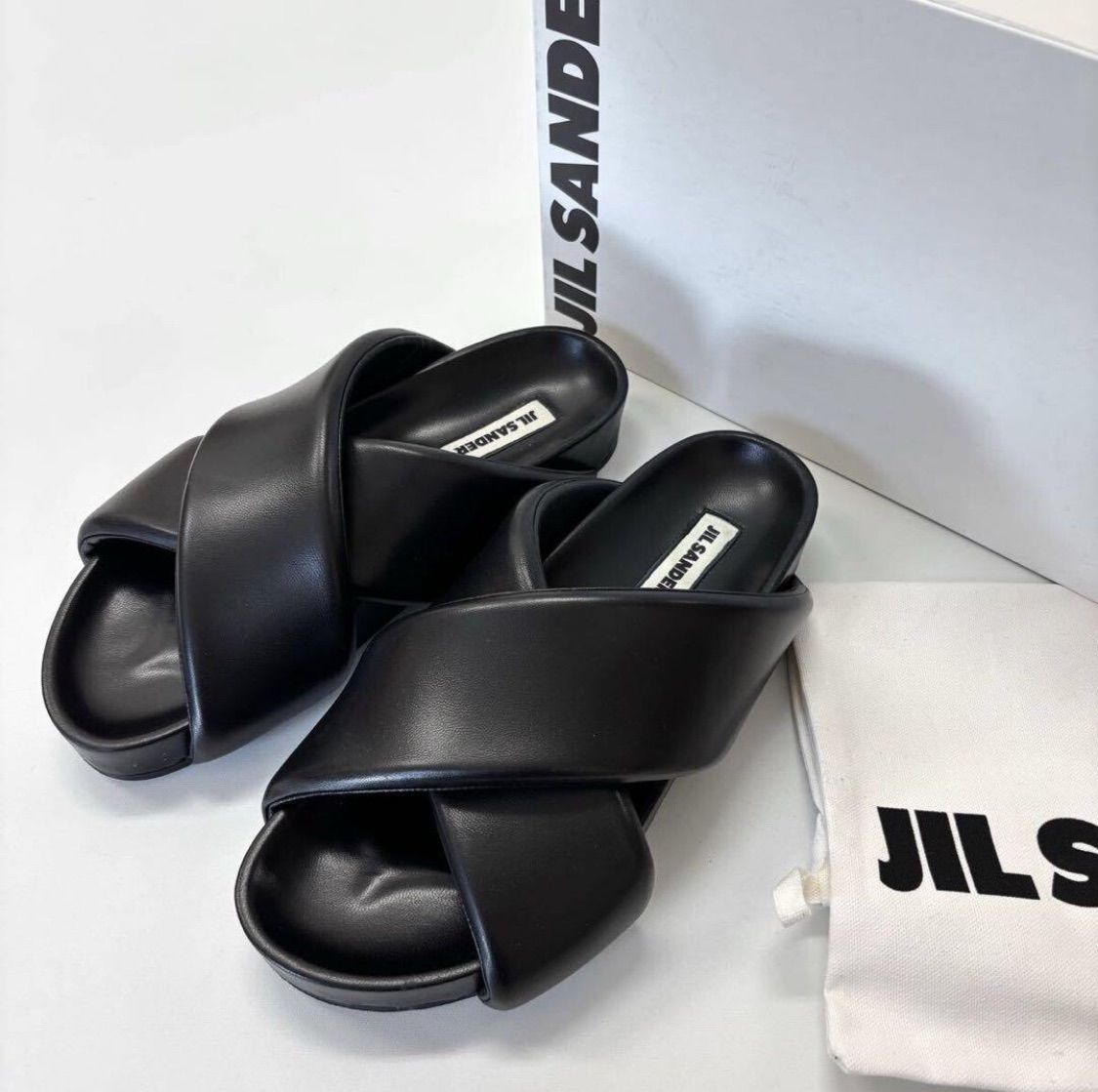 25ss 2025 正規 JIL SANDER ジルサンダー クロス ストラップ サンダル SANDAL BLACK ブラック サイズ 43 定価107 800円 708-0300