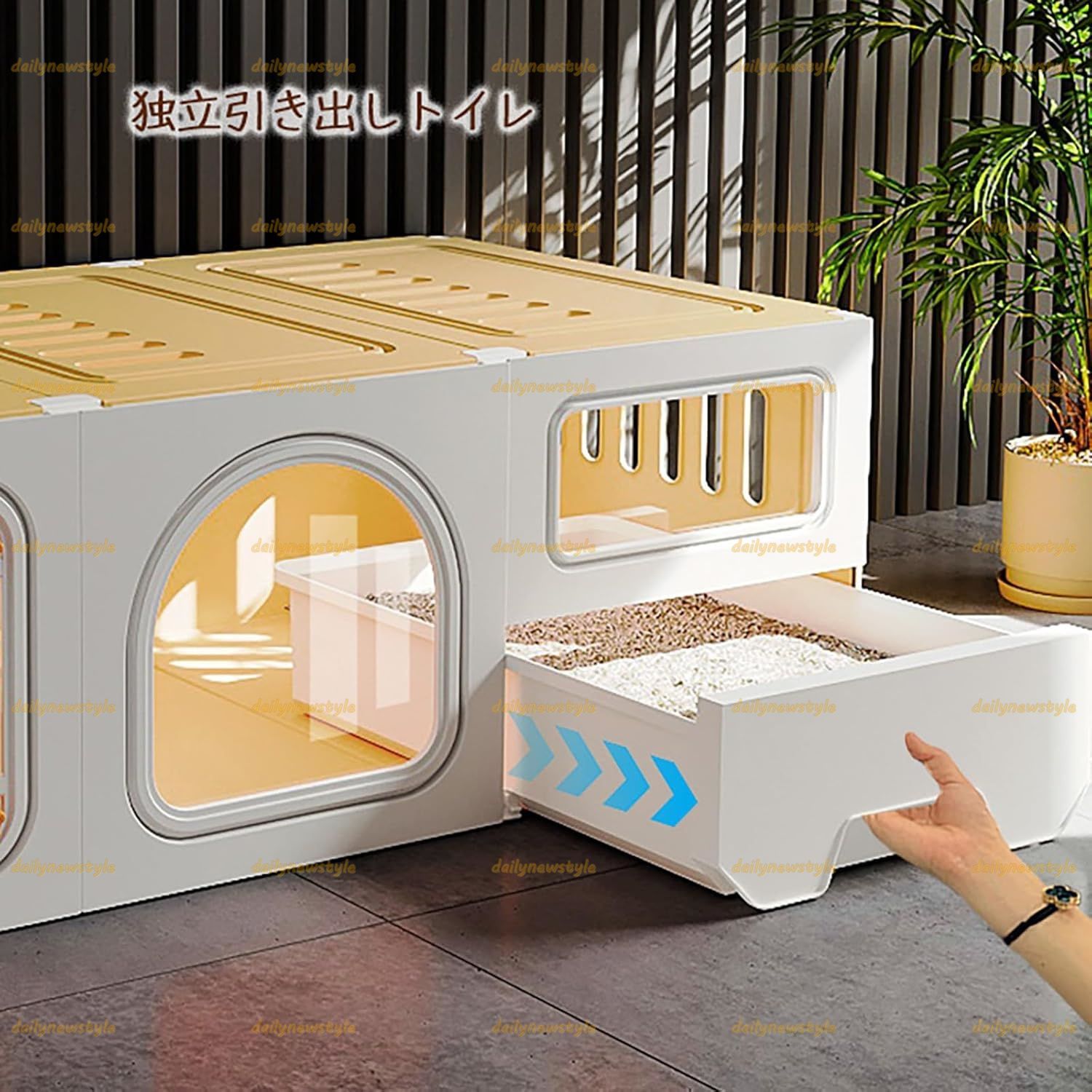 人気推薦 猫のケージ 猫 ケージ 樹脂構造は頑丈で耐久性があります 猫 ケージ トイレ付き 猫用ケージ三面に通気性があり組み立てと掃除が簡単で屋内および屋外のシーンでの使用に適しています 70x45x35cm