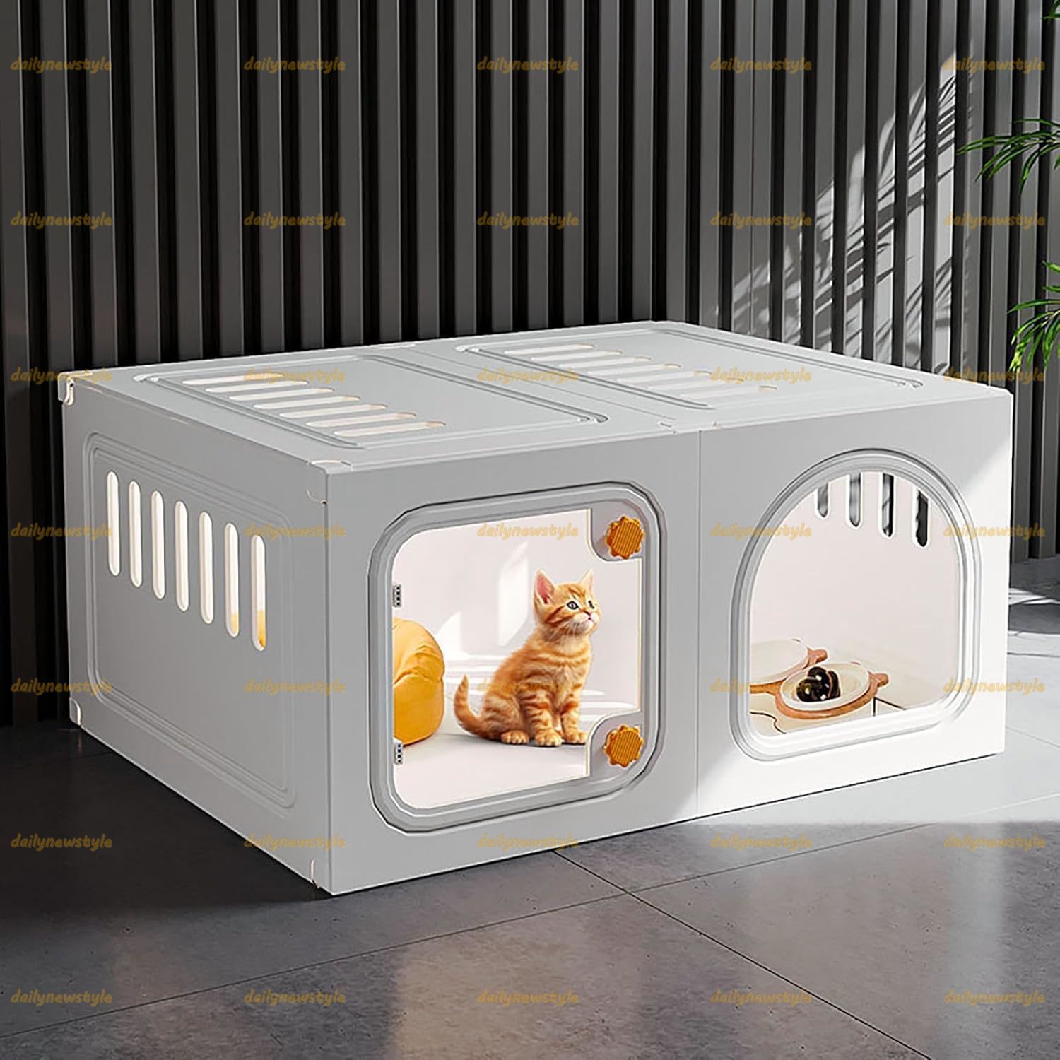 人気推薦 猫のケージ 猫 ケージ 樹脂構造は頑丈で耐久性があります 猫 ケージ トイレ付き 猫用ケージ三面に通気性があり組み立てと掃除が簡単で屋内および屋外のシーンでの使用に適しています 70x45x35cm