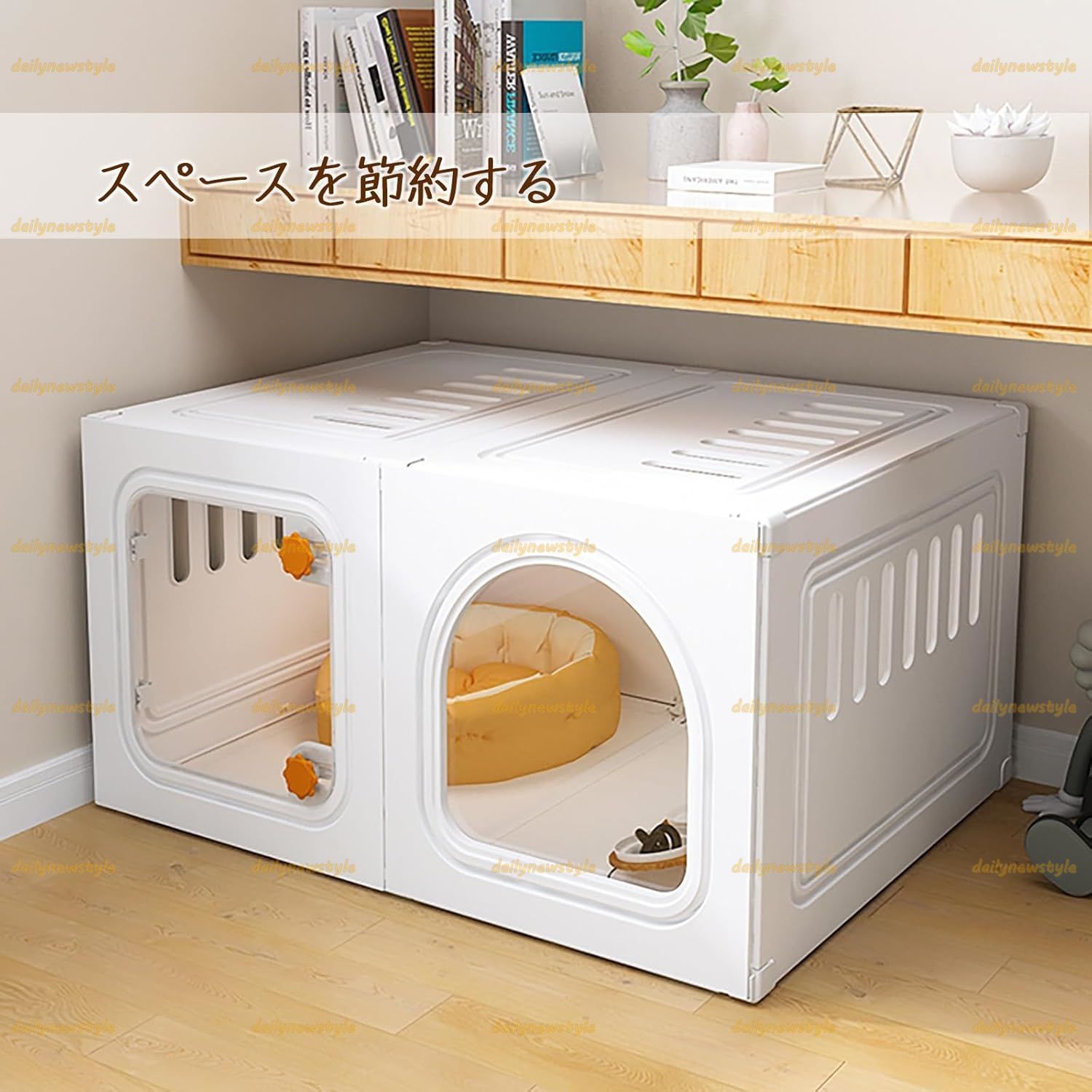  推薦 猫のケージ 猫 ケージ 樹脂構造は頑丈で耐久性があります トイレ付き 猫用ケージ三面に通気性があり組み立てと掃除が簡単で屋内および屋外のシーンでの使用に適しています 70 x 45 35 cm その他 猫用品