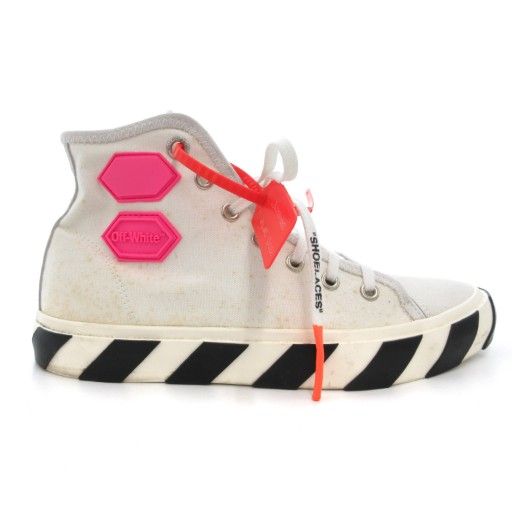 オフホワイト OFF WHITE VULCANIZED MID TOP Black White ハイカット スニーカー シューズ キャンバス 42 白 ホワイト JS GY18