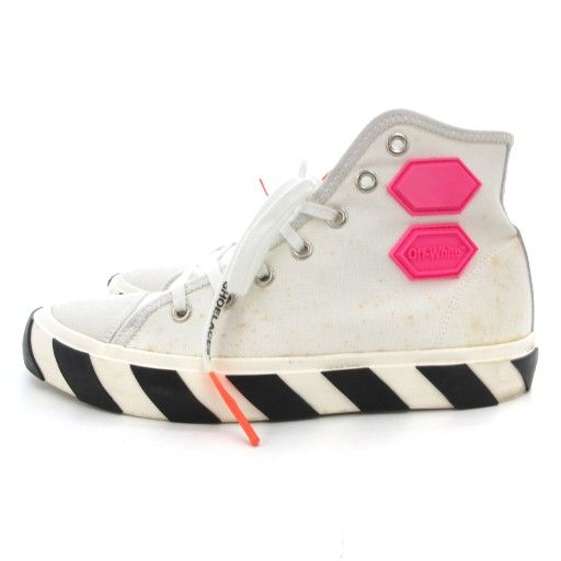 オフホワイト OFF WHITE MID TOP Black ハイカット スニーカー シューズ キャンバス 42 白 ホワイト JS GY 18