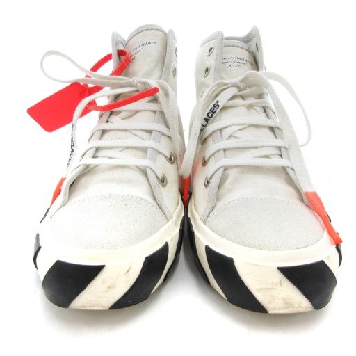 オフホワイト OFF WHITE MID TOP Black ハイカット スニーカー シューズ キャンバス 42 白 ホワイト JS GY 18
