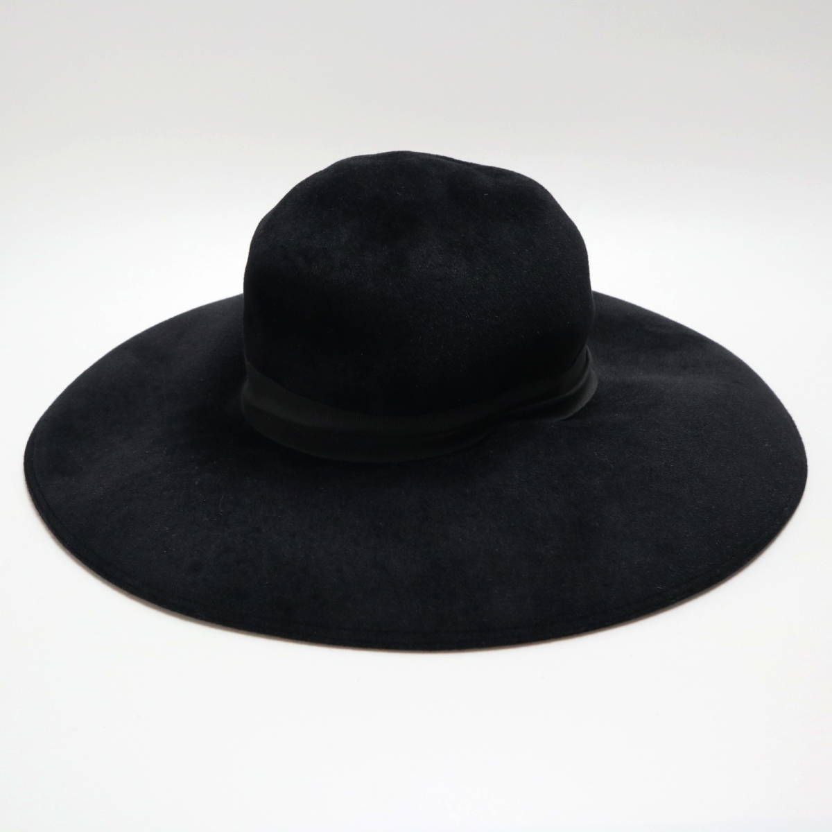 Christian Dior クリスチャンディオール ラビットファー コットン レーヨン フェルトハット 帽子 57 ブラック S11-k036