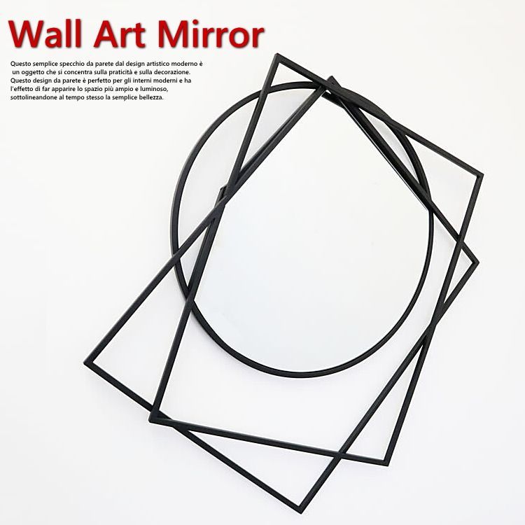 ウォールアート アイアンミラー 鏡 モダンテイスト 壁掛け 壁飾り 四角 インテリア 壁 アートパネル 北欧 雑貨 リビング おしゃれ モダン 装飾 ウォールデコレーション シンプル ウォールアート 壁デコ アートボード インテリア雑貨 壁面装飾 ブラック