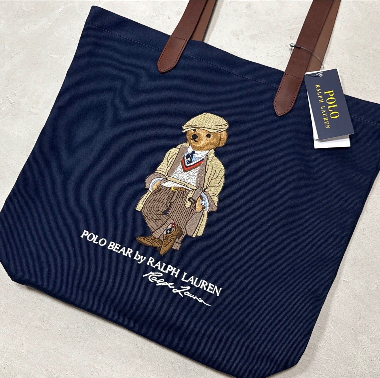 25 AW ポロラルフローレン ポロベア ツイルショッパー トートバッグ ネイビー