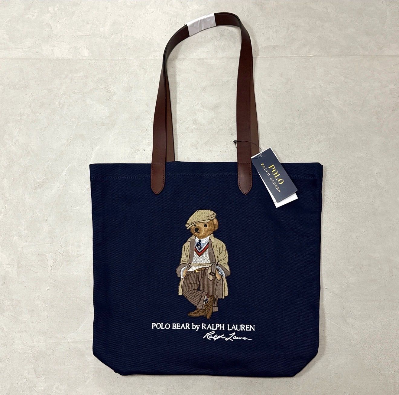 25AW ポロラルフローレン ポロベア ツイルショッパー トートバッグ ネイビー