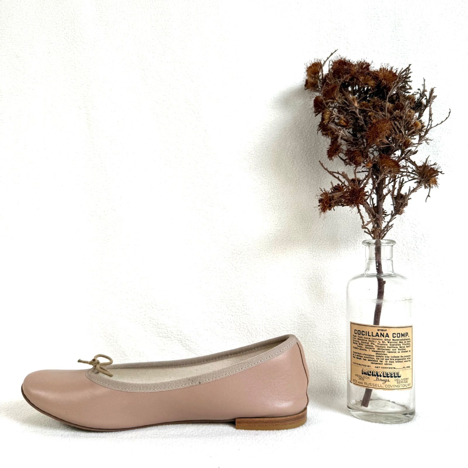 極美品✨レペット レザー フラット バレエシューズ グレーベージュ 38