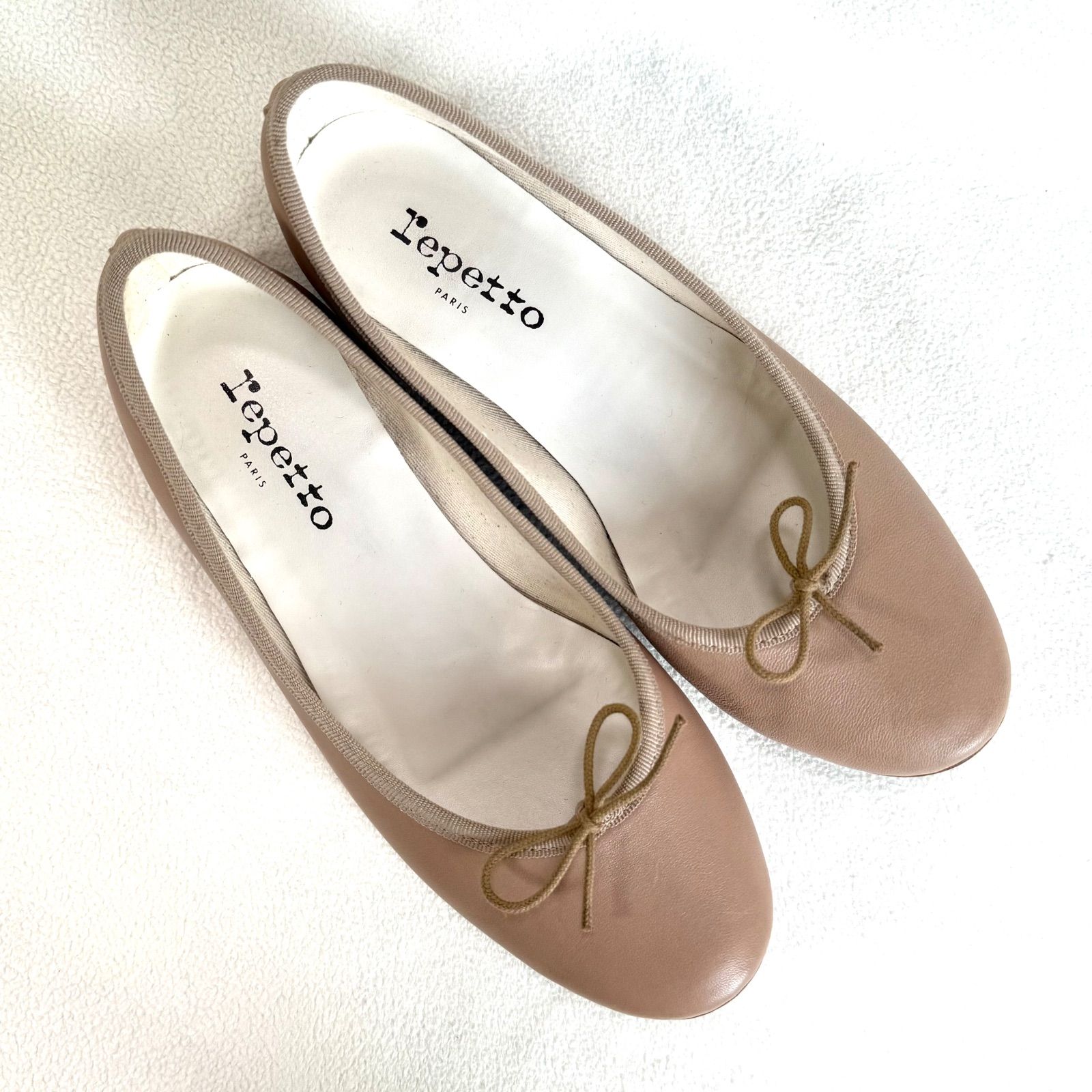 極美品✨レペット レザー フラット バレエシューズ グレーベージュ 38