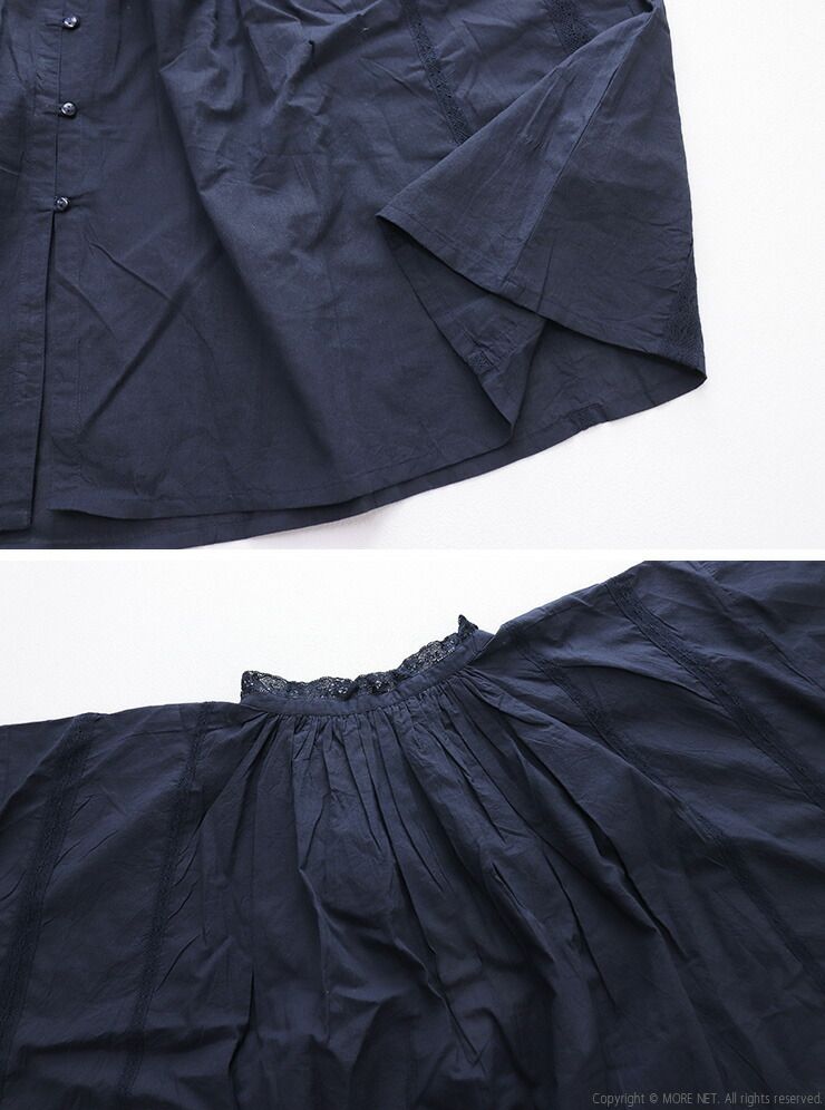  ソイル SOIL キャンブリックプレーンレースギャザーパッチワークスモック ブラウス シャツ 長袖 インド製 レディース 2025秋冬 長袖 シャツ ブラウス