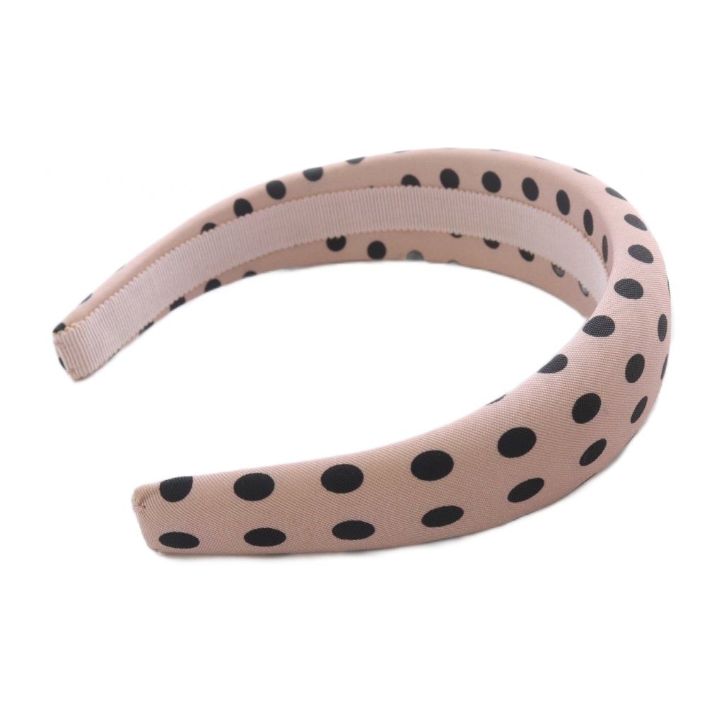 ミュウミュウ miumiu ロゴ刺繍 ドット カチューシャ ピンク 黒 ブラック