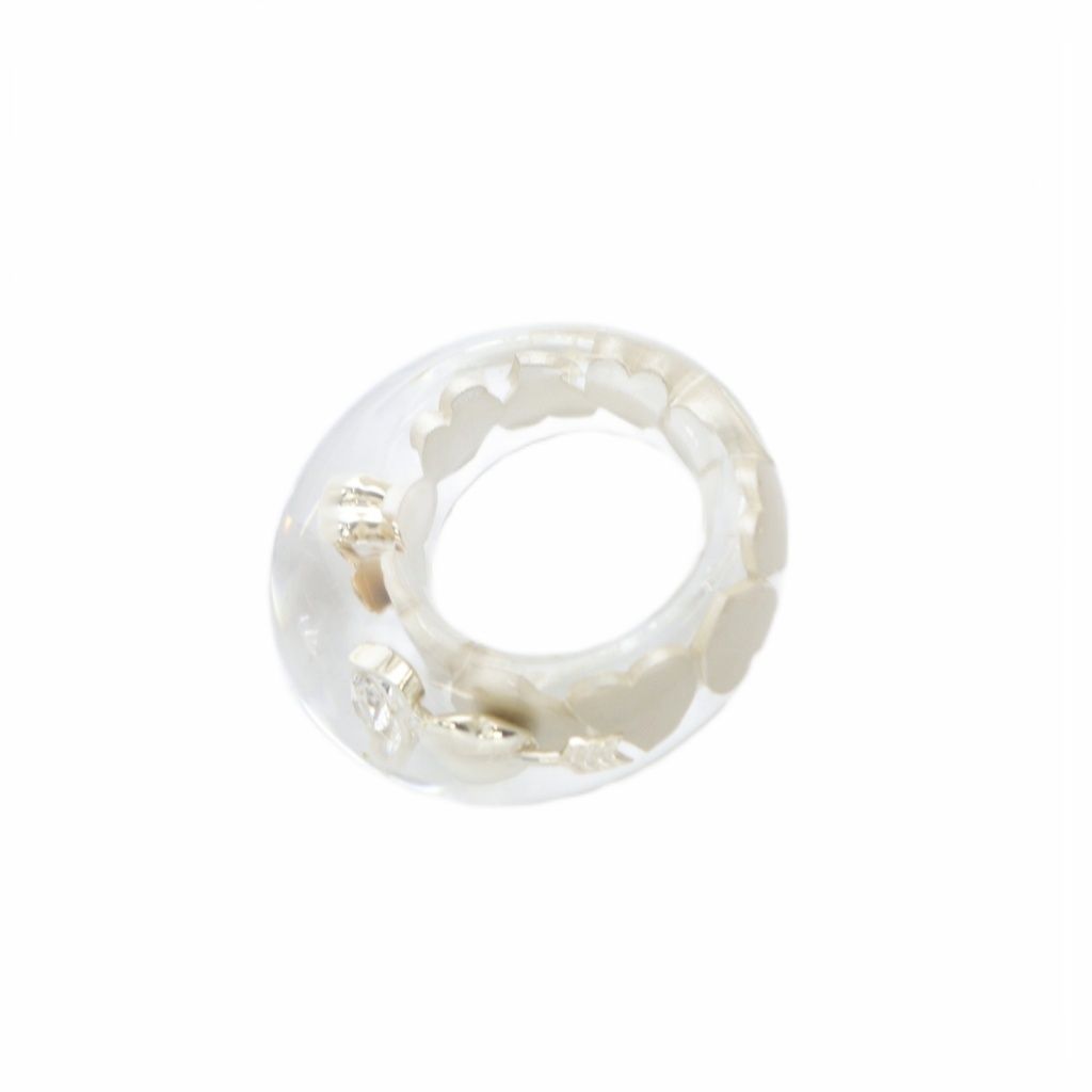 スタージュエリー STAR JEWELRY 指輪 クリアハート アクリルリング 11号 925 K18 クリア