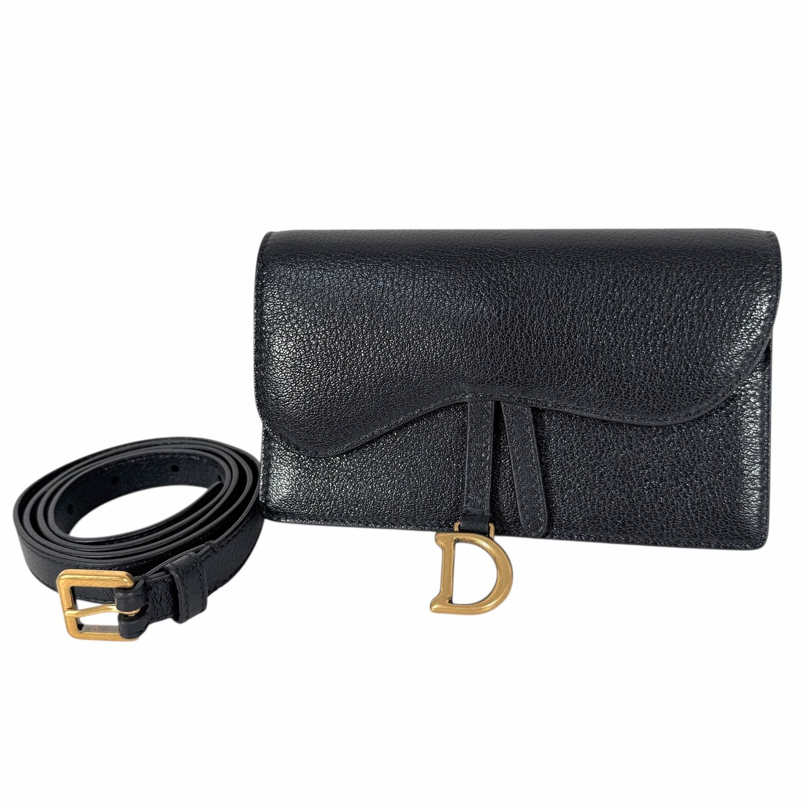 ディオール ウエストポーチ サドル レザー ブラック系 J0571