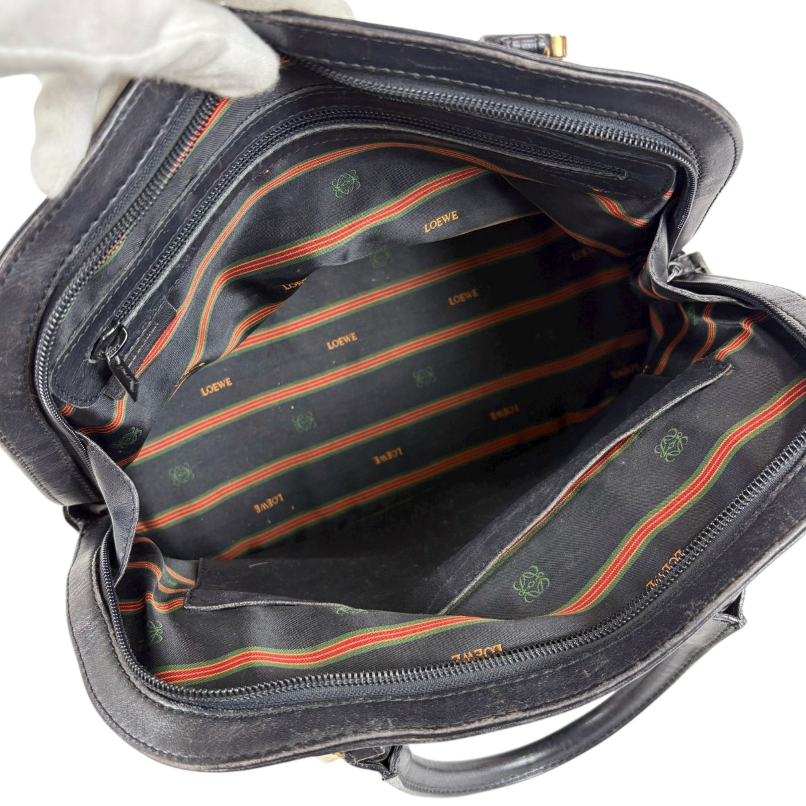 ロエベ LOEWE トップハンドルバッグ ブラック 黒 アナグラムロゴ レザー ハンドバッグ DECORATOM_COM_BR