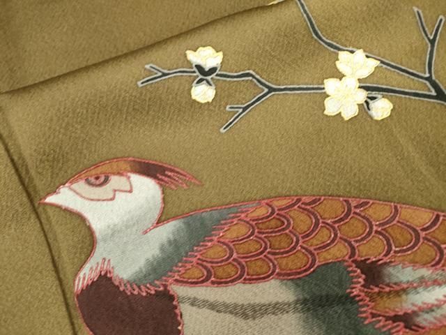 平和屋着物○キモノデザイナー 斉藤上太郎 訪問着 枝花に休み鳥 金彩