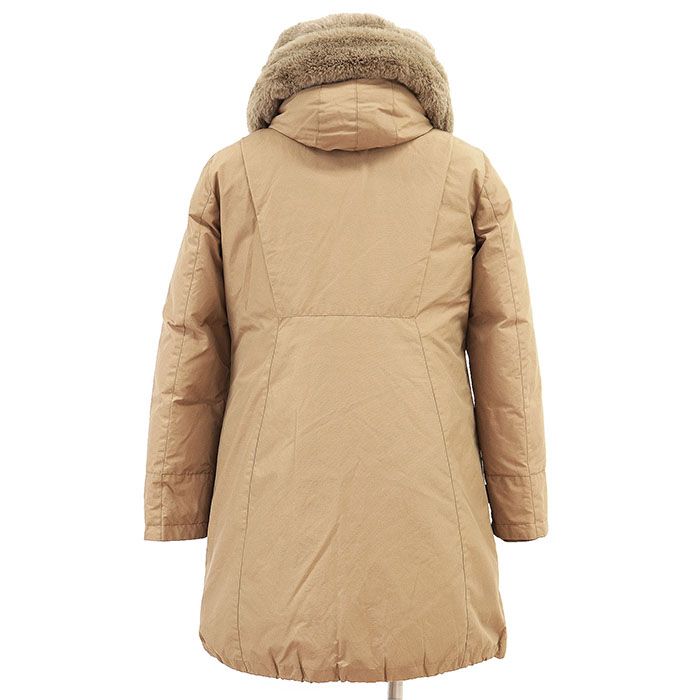 WOOLRICH ウールリッチ ダウンジャケット ボウブリッジパーカー ロゴ メタルチャーム ボタン 60 40クロス フェイクファー フード取り外し可 フライフロント コート アウター メンズ サイズ M カーキ KANDAIZUMI_COM