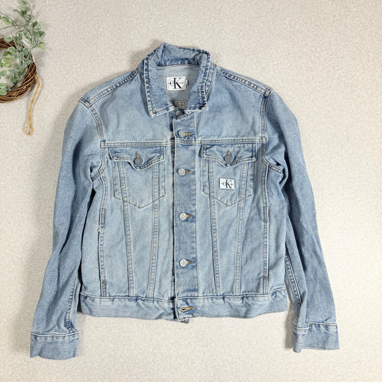 80s 90s ヴィンテージ CK Calvin Klein カルバンクライン デニムジャケット Gジャン Sサイズ ユニセックス C012